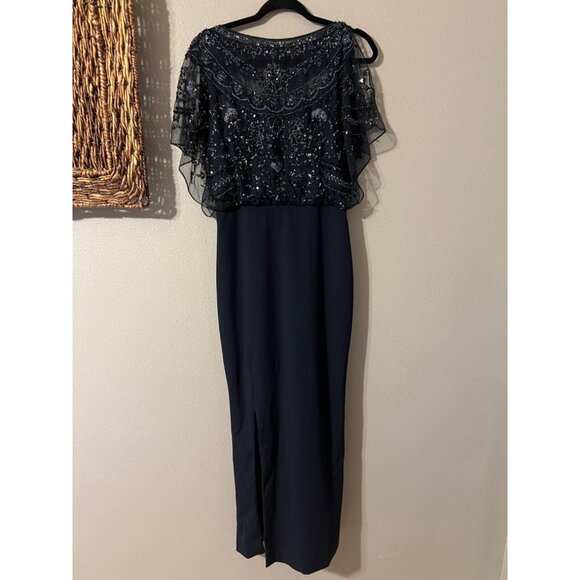 Aidan Mattox Dress 4 Blue Sequin Formal Long Maxi Cruise Party Wedding $450 NEW - Picture 15 of 16